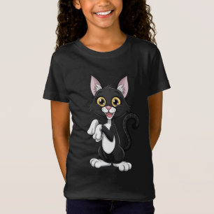 Camiseta Gato negro juguetón con ojos amarillo brillante