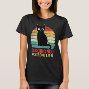 Camiseta Gato negro juzgando a ti retro silenciosamente sar