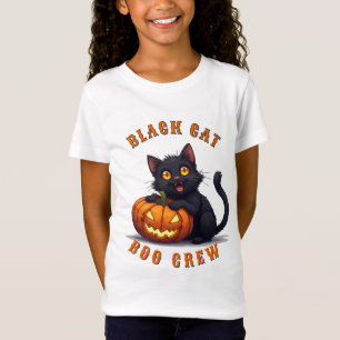 Camiseta Gato Negro Kawaii Sentado En Calabaza Halloween 🎃