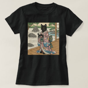 Camiseta Gato Negro Kimono 