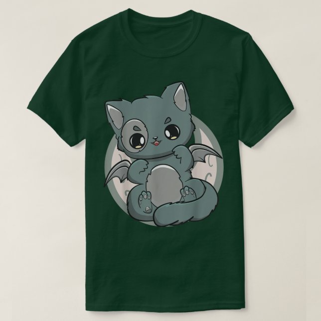 Camiseta Gato negro Kitten Cute Chibi Anime Neko Pastel Gót (Diseño del anverso)