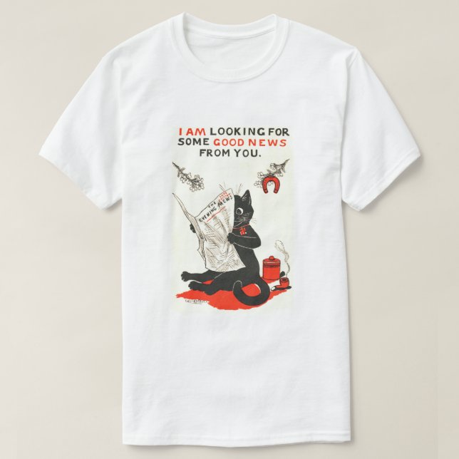 Camiseta Gato negro leyendo un periódico, Louis Wain (Diseño del anverso)