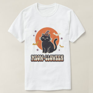 Camiseta Gato negro lindo Arte de sombrero de bruja retro M
