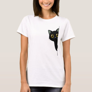 Camiseta Gato negro lindo asomándose a la esquina | Diverti