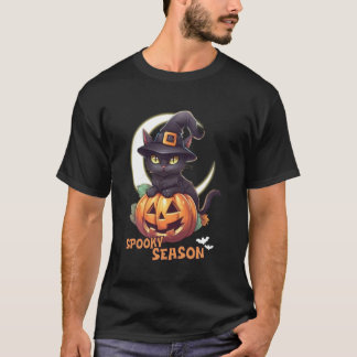 Camiseta Gato negro lindo calabaza temporada espeluznante l