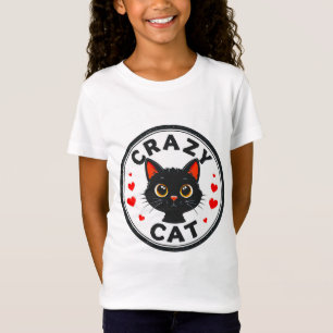 Camiseta Gato negro lindo con corazones