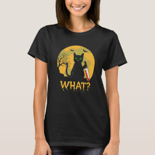 Camiseta Gato negro lindo con cuchillo sangriento y vestuar