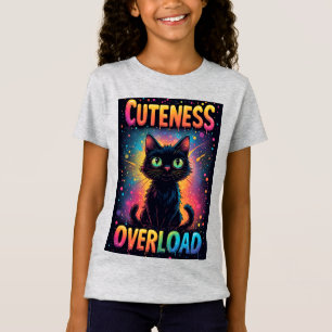 Camiseta Gato negro lindo con ojos amarillos grandes