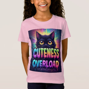Camiseta Gato negro lindo con ojos amarillos grandes