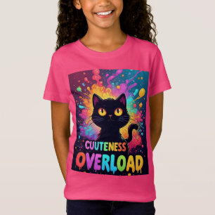 Camiseta Gato negro lindo con ojos amarillos grandes