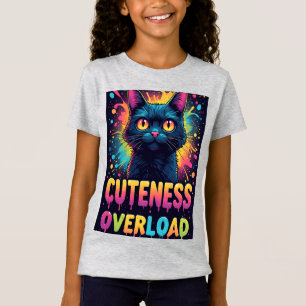 Camiseta Gato negro lindo con ojos amarillos grandes