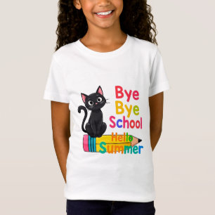 Camiseta Gato negro lindo con texto colorido