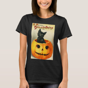 Camiseta Gato negro lindo de Halloween en Jack Olantern Vin
