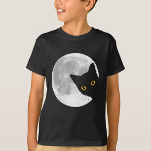 Camiseta Gato negro lindo divertido luna llena Halloween