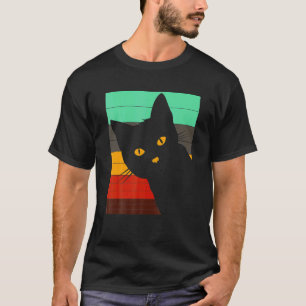 Camiseta Gato negro lindo estilo vintage retro Bombay Cat