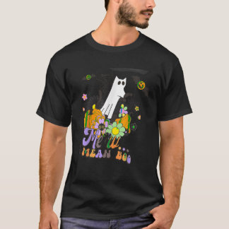 Camiseta Gato negro lindo fantasma divertido Boo Halloween 