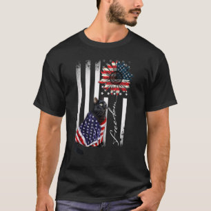 Camiseta Gato negro lindo girasol bandera de EE. UU. libert