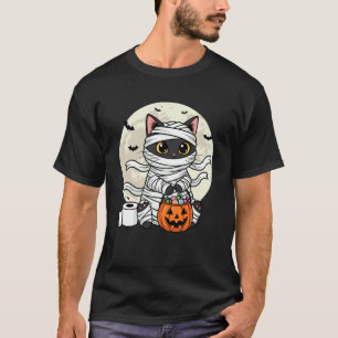 Camiseta Gato Negro Lindo Momia Calabaza Mujeres Hombres Ni