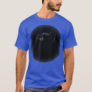 Camiseta Gato negro lindo Ojos Amarillos Oscuros Gato de la