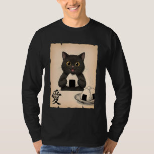 Camiseta Gato Negro Lindo Onigiri Anime Japonés Kawaii Esté