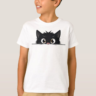 Camiseta Gato negro lindo que espía