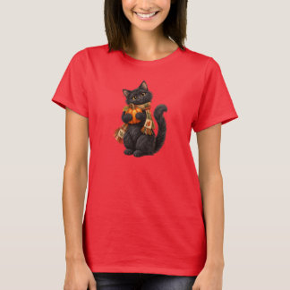 Camiseta Gato negro lindo sosteniendo calabazas – Salón de 