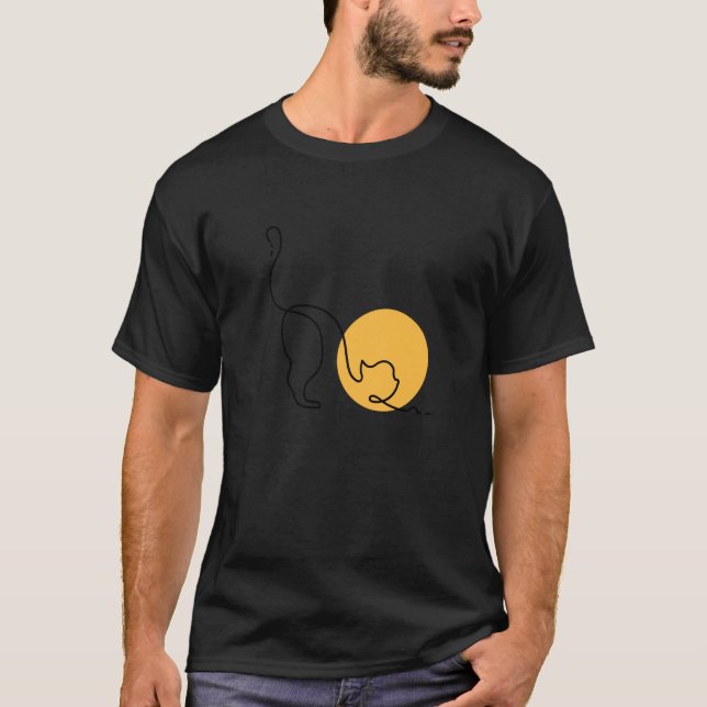 Camiseta Gato Negro Línea Divertida (Anverso)