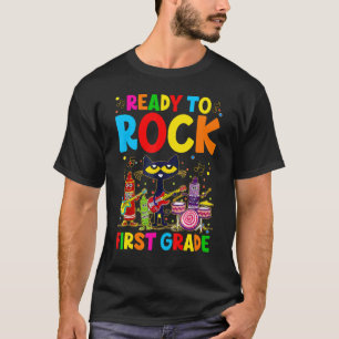 Camiseta Gato Negro Listo Para Rock 1er Grado Regreso a la