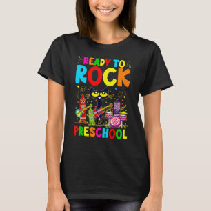 Camiseta Gato Negro Listo Para Rock Escuela Preescolar Regr