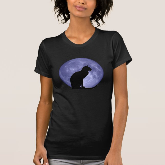 Camiseta Gato negro, luna azul (Anverso)