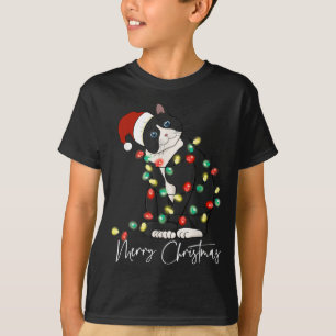 Camiseta Gato Negro Luz de Navidad Gato Negro de Navidad Co