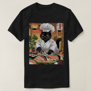 Camiseta Gato negro maestro de sushi