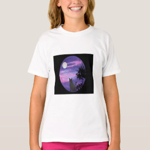Camiseta Gato Negro Mágico & Luna Púrpura Goth Celestial