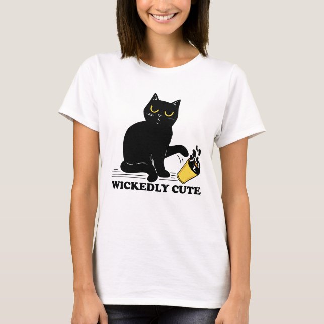 Camiseta Gato negro malvadamente lindo (Anverso)