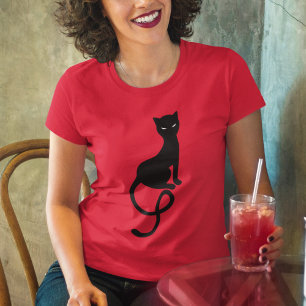 Camiseta Gato negro malvado gracioso hermoso