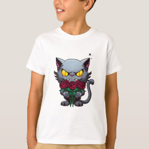 Camiseta Gato negro malvado sostiene a Rosas Guay Estrellas