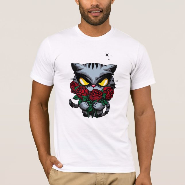 Camiseta Gato negro malvado sostiene a Rosas Guay Estrellas (Anverso)