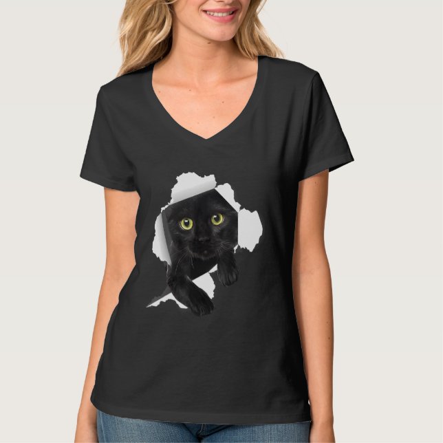 Camiseta Gato Negro Mamá Papá Gato Negro Padres Madres D (Anverso)