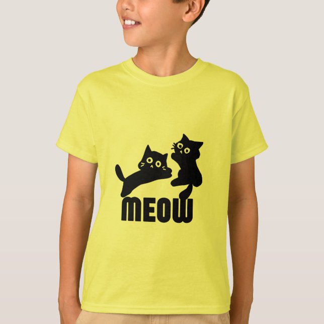 Camiseta gato negro,maullido (Anverso)