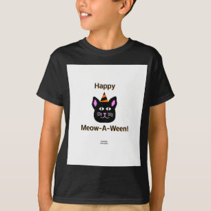 Camiseta Gato negro Meow-A-Ween Boys Black Basic T Shirt