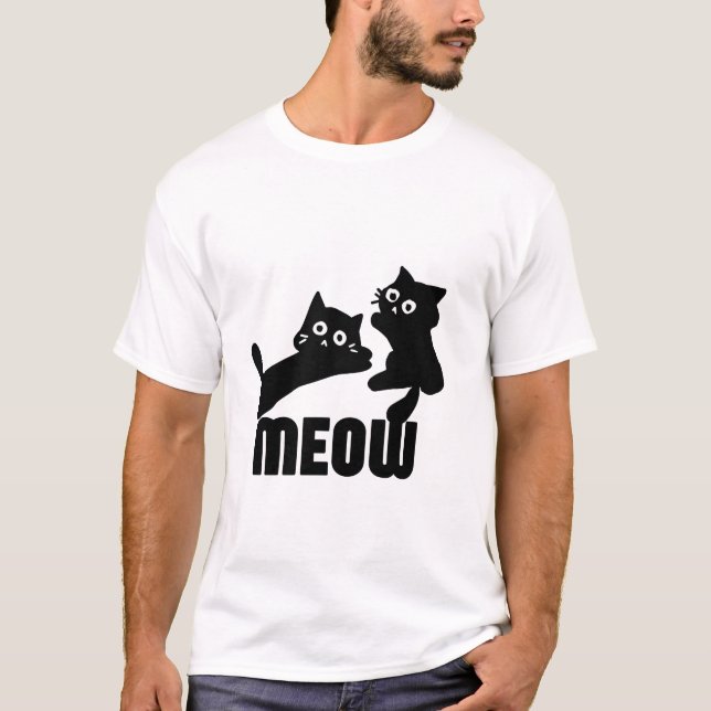 Camiseta gato negro, miau (Anverso)