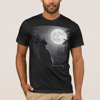 Camiseta Gato negro místico bajo la luna llena Arte gótico