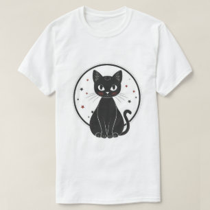 Camiseta Gato negro místico celestial