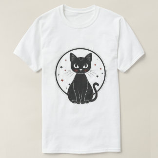 Camiseta Gato negro místico celestial