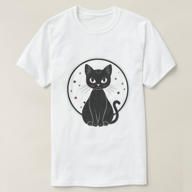 Camiseta Gato negro místico celestial (Diseño del anverso)