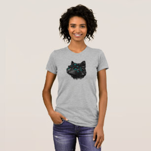 Camiseta Gato negro místico con ojos azules mesmerizadores
