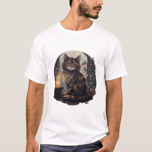 Camiseta Gato negro místico y libros de fantasía de academi