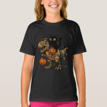Gato Negro Montando T-Rex Momia – Dino de Hallowee