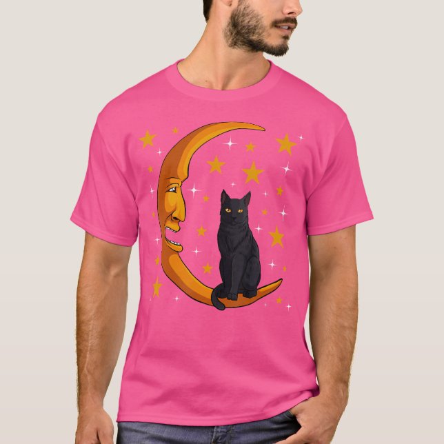 Camiseta Gato Negro Moon Kitten Lover Funny Mascota Crescen (Anverso)