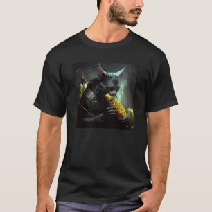 Camiseta Gato negro mordiendo maíz en la mazorca  1